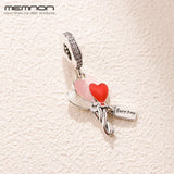 925 Silver Heart Balloons Pendant Enamel Charms Beads - DIY Women