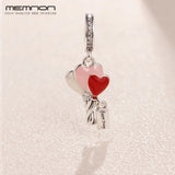 925 Silver Heart Balloons Pendant Enamel Charms Beads - DIY Women