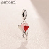 925 Silver Heart Balloons Pendant Enamel Charms Beads - DIY Women