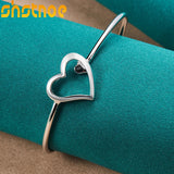 925 Silver Heart Bangle Bracelet For Women Engagement Wedding Charm Jewelry