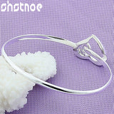 925 Silver Heart Bangle Bracelet For Women Engagement Wedding Charm Jewelry