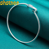 925 Silver Heart Bangle Bracelet Women Wedding Charm Jewelry