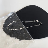 925 Silver Heart Bead Bracelet for Women, Multi-layered INS Bracelet