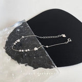 925 Silver Heart Bead Bracelet for Women, Multi-layered INS Bracelet