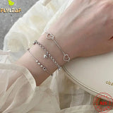 925 Silver Heart Bead Bracelet for Women, Multi-layered INS Bracelet