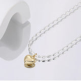 925 Silver Heart Beaded Chain Necklace Pendant Love Charm