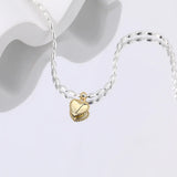 925 Silver Heart Beaded Chain Necklace Pendant Love Charm