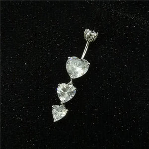 925 Silver Heart Belly Button Ring Love Navel Barbell Piercing