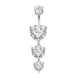 925 Silver Heart Belly Button Ring Love Navel Barbell Piercing