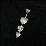 925 Silver Heart Belly Button Ring Love Navel Barbell Piercing