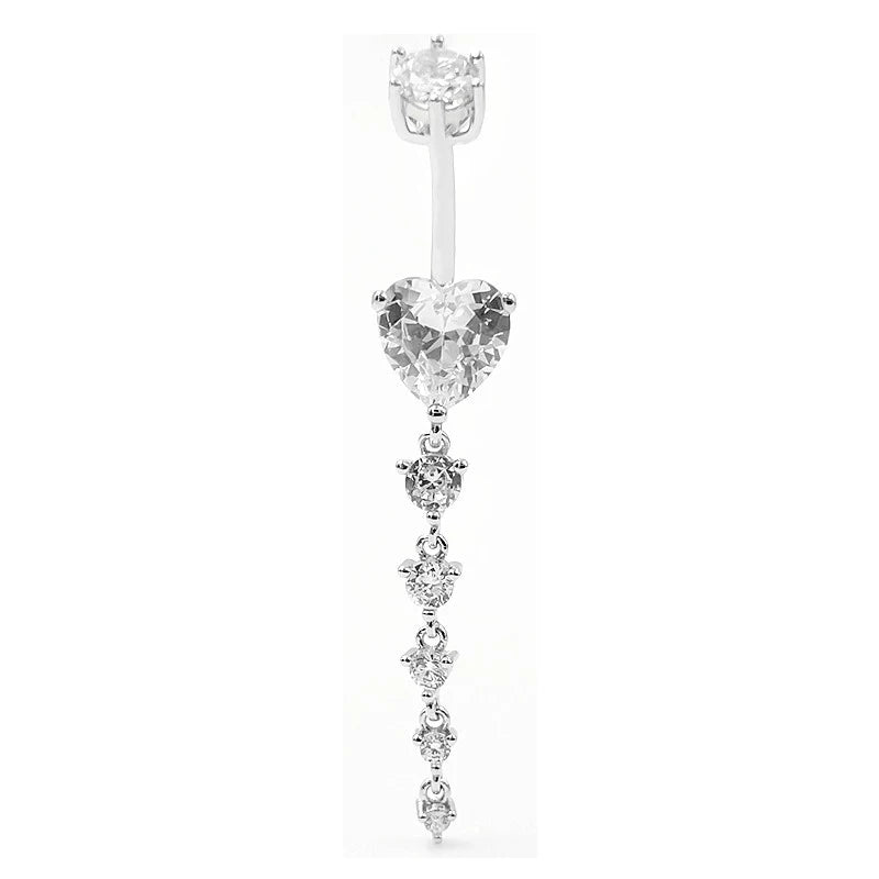 925 Silver Heart Belly Button Ring Women's Body Jewelry Decorations