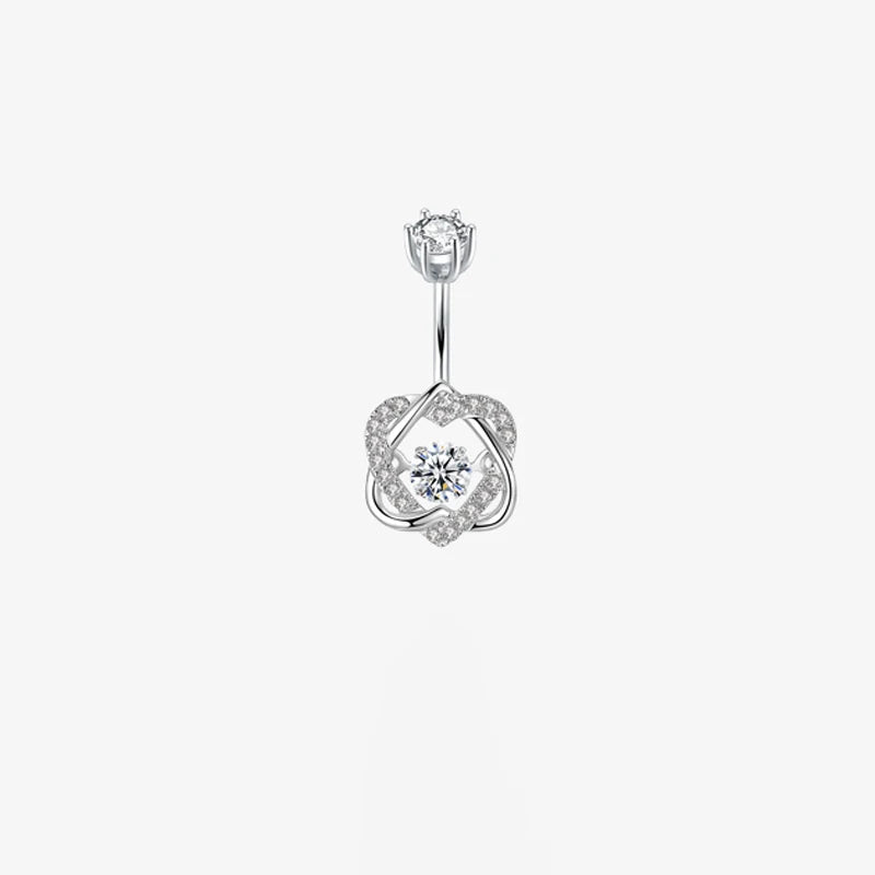 925 Silver Heart Belly Piercing Navel Jewelry Double Love Belly Button Rings