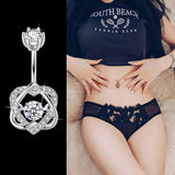925 Silver Heart Belly Piercing Navel Jewelry Double Love Belly Button Rings