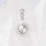 925 Silver Heart Belly Ring Zircon Belly Bar Navel Piercing