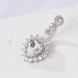 925 Silver Heart Belly Ring Zircon Belly Bar Navel Piercing