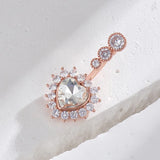 925 Silver Heart Belly Ring Zircon Belly Bar Navel Piercing