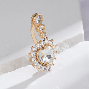 925 Silver Heart Belly Ring Zircon Belly Bar Navel Piercing