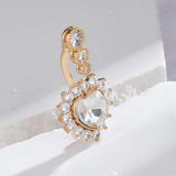 925 Silver Heart Belly Ring Zircon Belly Bar Navel Piercing