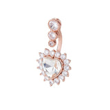 925 Silver Heart Belly Ring Zircon Belly Bar Navel Piercing