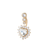 925 Silver Heart Belly Ring Zircon Belly Bar Navel Piercing