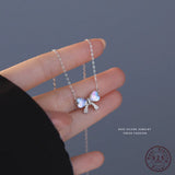925 Silver Heart Bow Zircon Pendant Necklace for Women