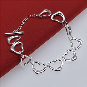 925 Silver Heart Bracelet & Pendant Set, Wedding & Engagement Jewelry