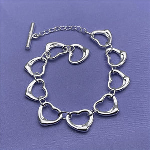 925 Silver Heart Bracelet & Pendant Set, Wedding & Engagement Jewelry