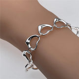 925 Silver Heart Bracelet & Pendant Set, Wedding & Engagement Jewelry