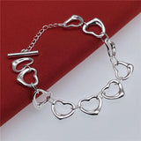 925 Silver Heart Bracelet & Pendant Set, Wedding & Engagement Jewelry