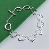 925 Silver Heart Bracelet & Pendant Set, Wedding & Engagement Jewelry