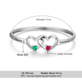 925 Silver Heart Bracelet Personalized Name & Birthstone