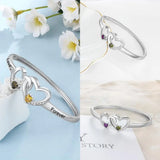 925 Silver Heart Bracelet Personalized Name & Birthstone