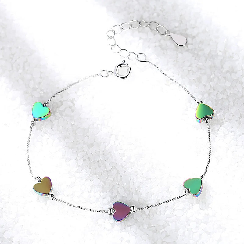 925 Silver Heart Chain Bracelets Women Jewelry GaaBou