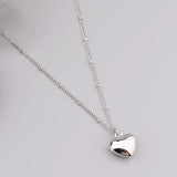 925 Silver Heart Chain Choker Necklace Wide Fine Jewelry
