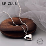 925 Silver Heart Chain Choker Necklace Wide Fine Jewelry