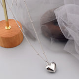 925 Silver Heart Chain Choker Necklace Wide Fine Jewelry