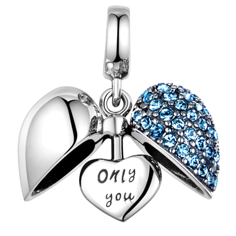 925 Silver Heart Charm Bead for European Bracelet Necklace