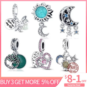 925 Silver Heart Charm Bear Beads for 3mm Bracelets DIY Pendant