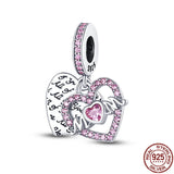 925 Silver Heart Charm Bear Beads for 3mm Bracelets DIY Pendant
