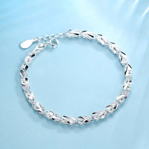 925 Sterling Silver Heart Charm Bracelet Floral Bangle for Women Girls