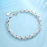 925 Silver Heart Charm Bracelet for Women Girls