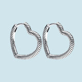 925 Silver Heart Charm Hoop Earrings for Women Gift