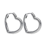 925 Silver Heart Charm Hoop Earrings Women Mother's Gift
