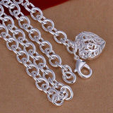 925 Silver Heart Charm Pendant Necklace for Woman