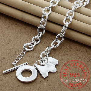 925 Silver Heart/Circle/Dog Pendant Necklace 18 Inches Chain