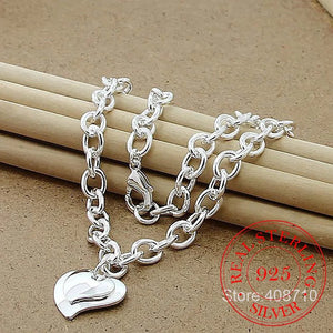 925 Silver Heart/Circle/Dog Pendant Necklace 18 Inches Chain
