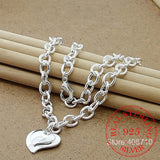 925 Silver Heart/Circle/Dog Pendant Necklace 18 Inches Chain