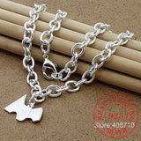 925 Silver Heart/Circle/Dog Pendant Necklace 18 Inches Chain