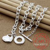 925 Silver Heart/Circle/Dog Pendant Necklace 18 Inches Chain