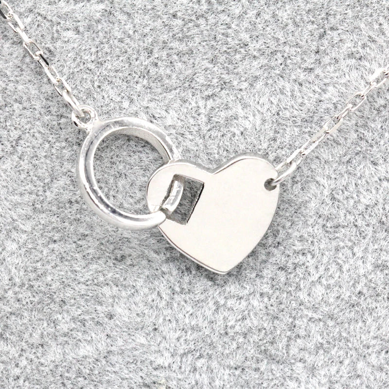 925 Silver Heart Circle Pendant Necklace Romantic Jewelry for Women Girls